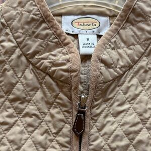 Talbots Quilted Sleeveless Cotton Zip Vest - Beige, S